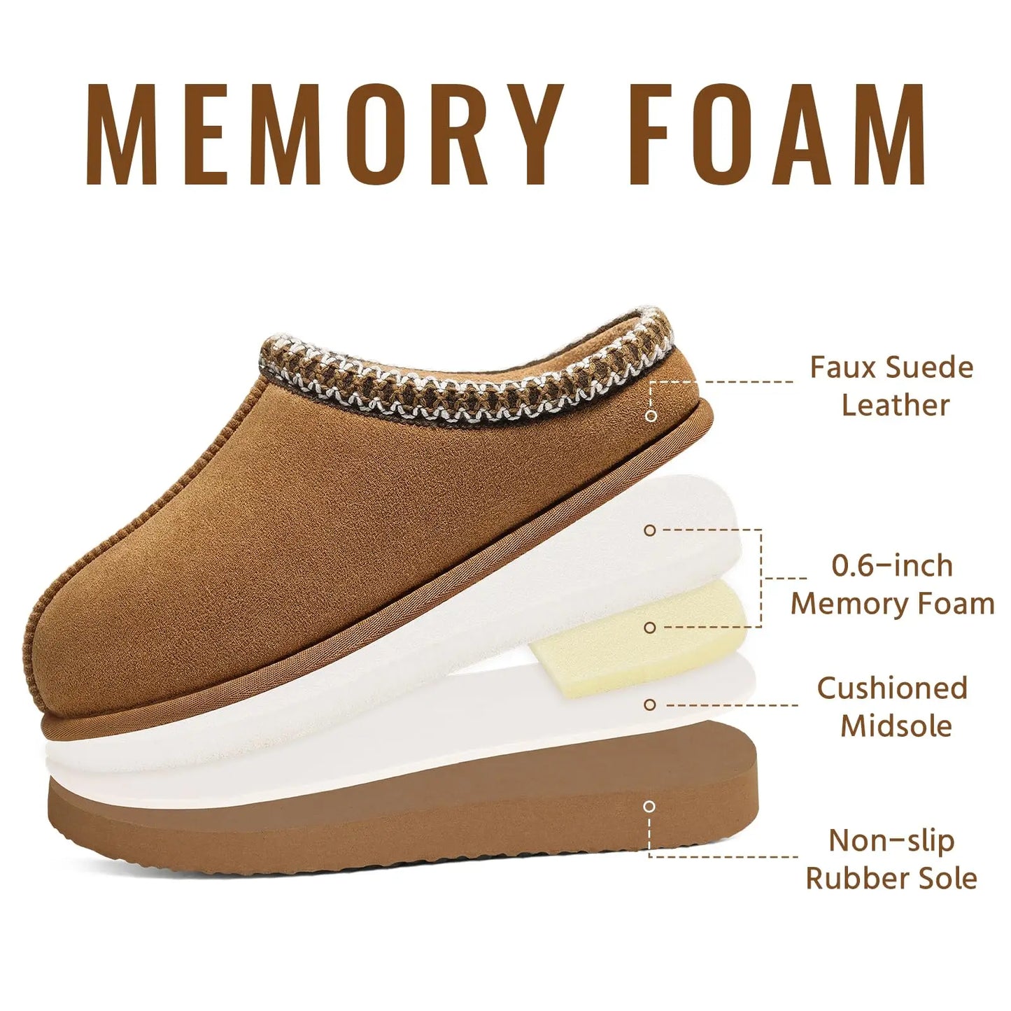 Slippers fuzzy donna 2025 in vera pelle scamosciata con memory foam – pantofole casa / outdoor antiscivolo inverno
