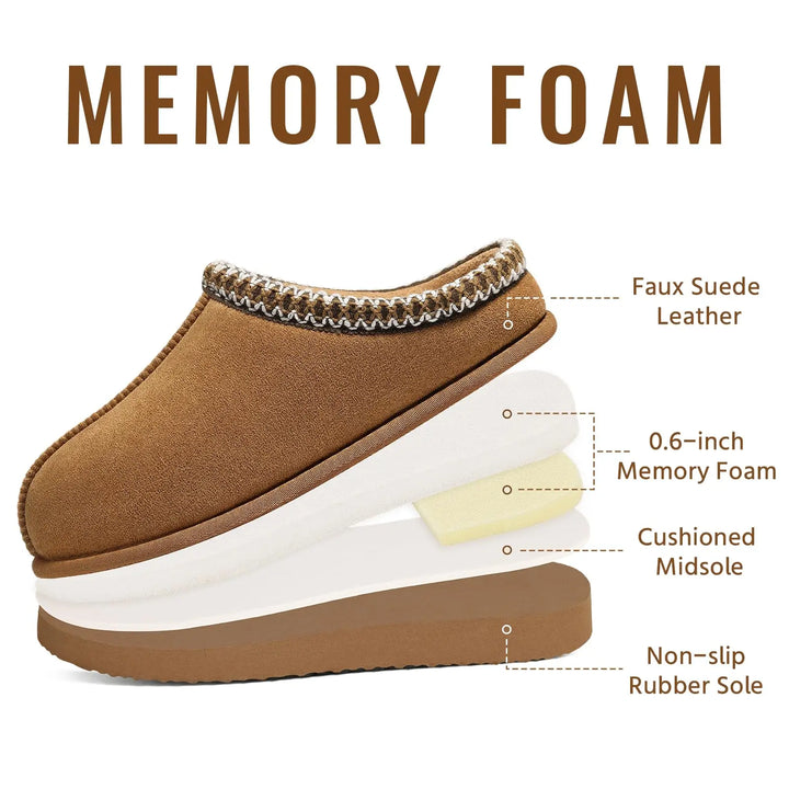 Slippers fuzzy donna 2025 in vera pelle scamosciata con memory foam – pantofole casa / outdoor antiscivolo inverno