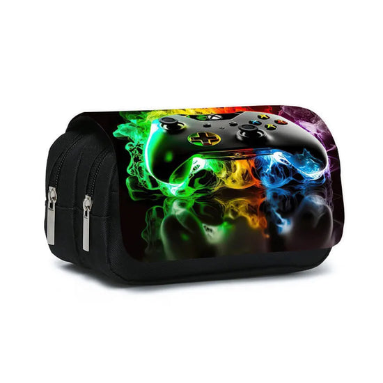 Game Controller Double Layered Flip Pen Case for Boy and Girls Best Gifts 2D Cartoon School Supplies Pencil Case for Children