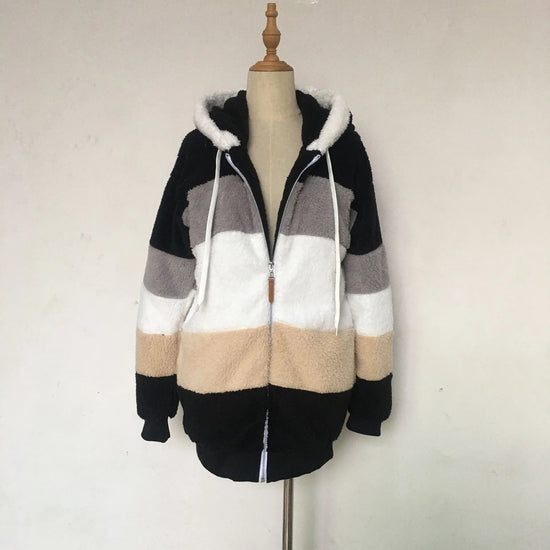 Oversized plush jacket donna con cappuccio – streetwear caldo e comodo per autunno/inverno 2025