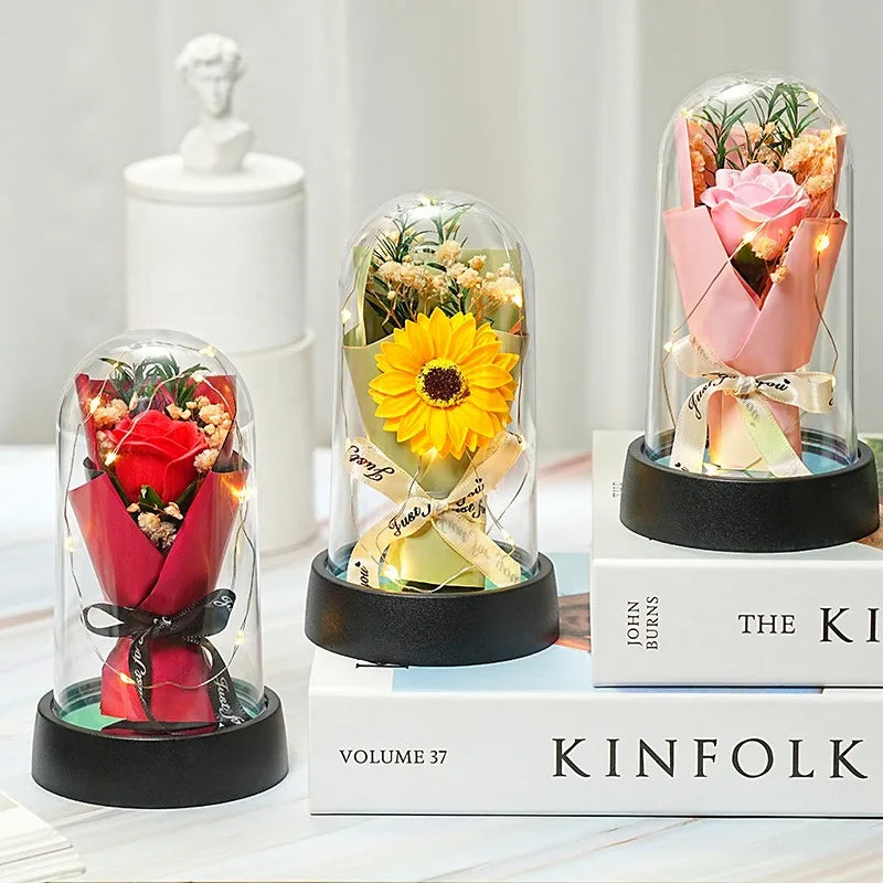 Rosa Eterna Illuminata LED in Cupola di Vetro – Decorazione & Regalo Romantico