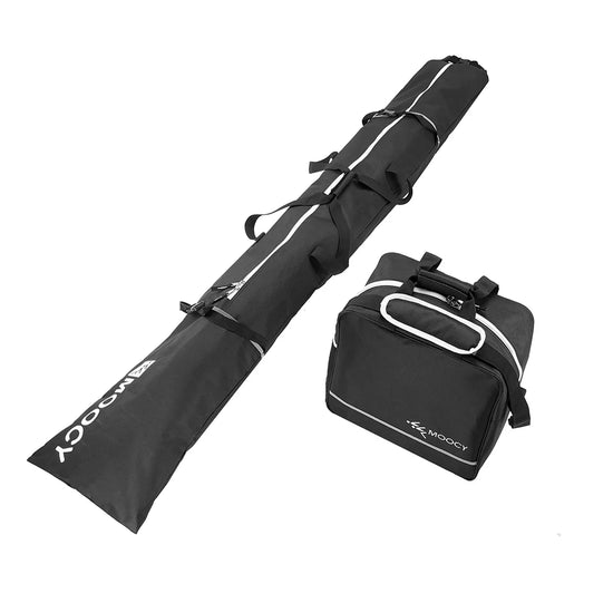 Set borsa da viaggio per sci + sacca scarponi – combo 2 pezzi impermeabile, adattata al volo e trasporto attrezzatura neve
