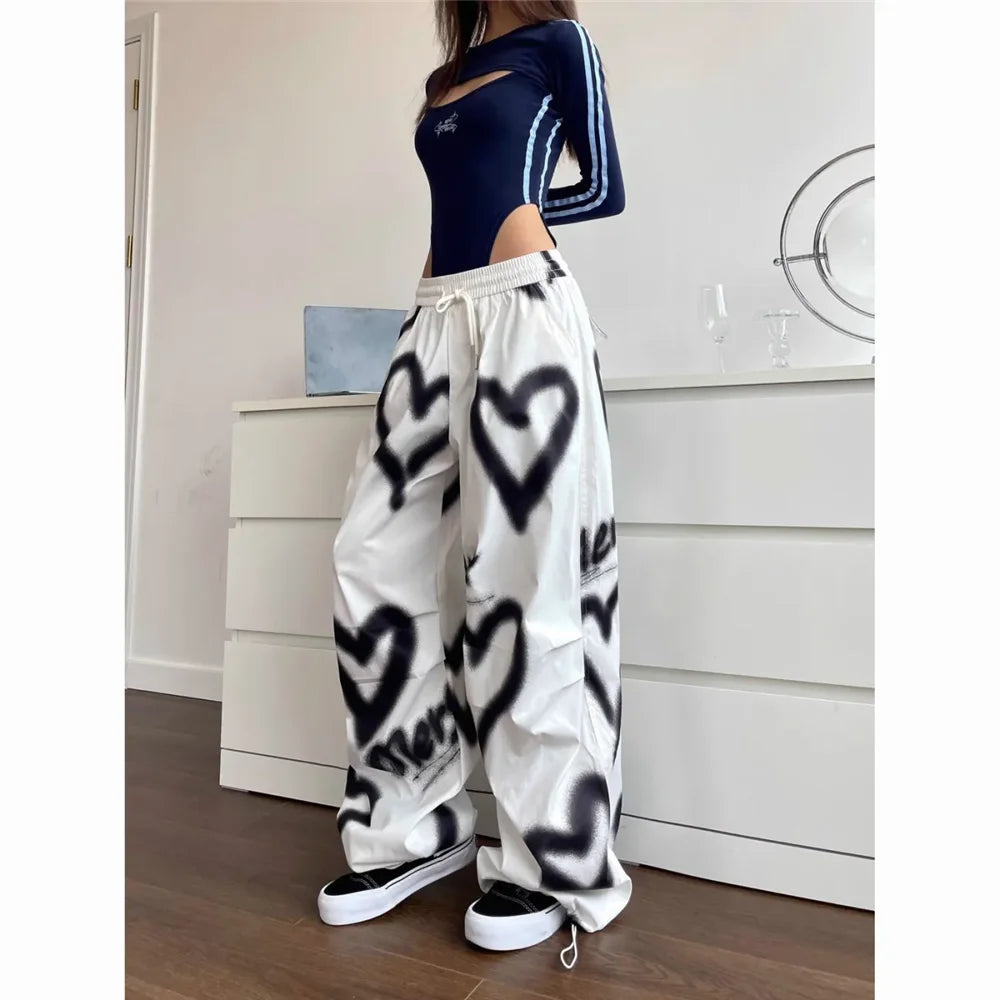 Pantaloni Donna Wide Leg Y2K – Jogger Graffiti Streetwear