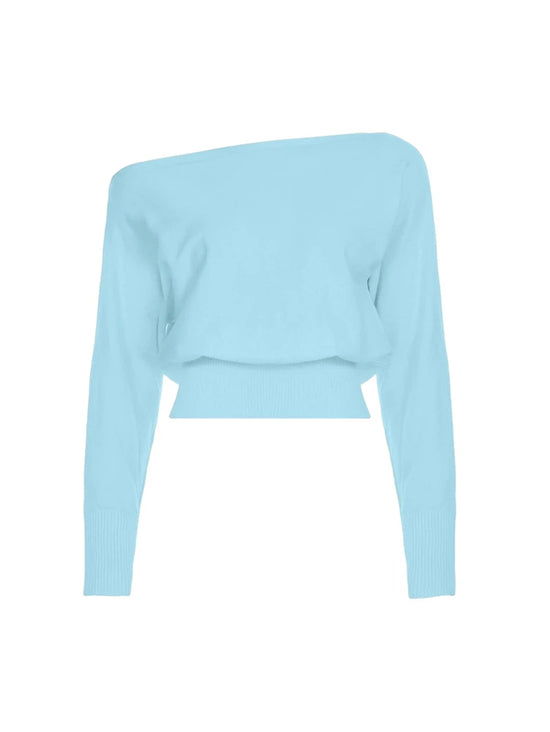 Maglione donna asimmetrico a collo alto e maniche lunghe