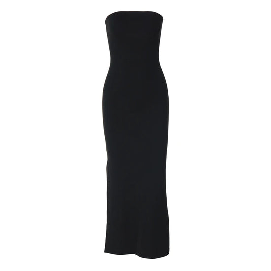 Abito Nero Elegante HugCitar – Maxi Dress Strapless Bodycon per Cerimonie, Party e Serate