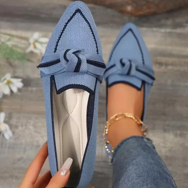 Ballerine Donna  – Scarpe Slip-On Traspiranti in Maglia a Punta con Nodo Decorativo