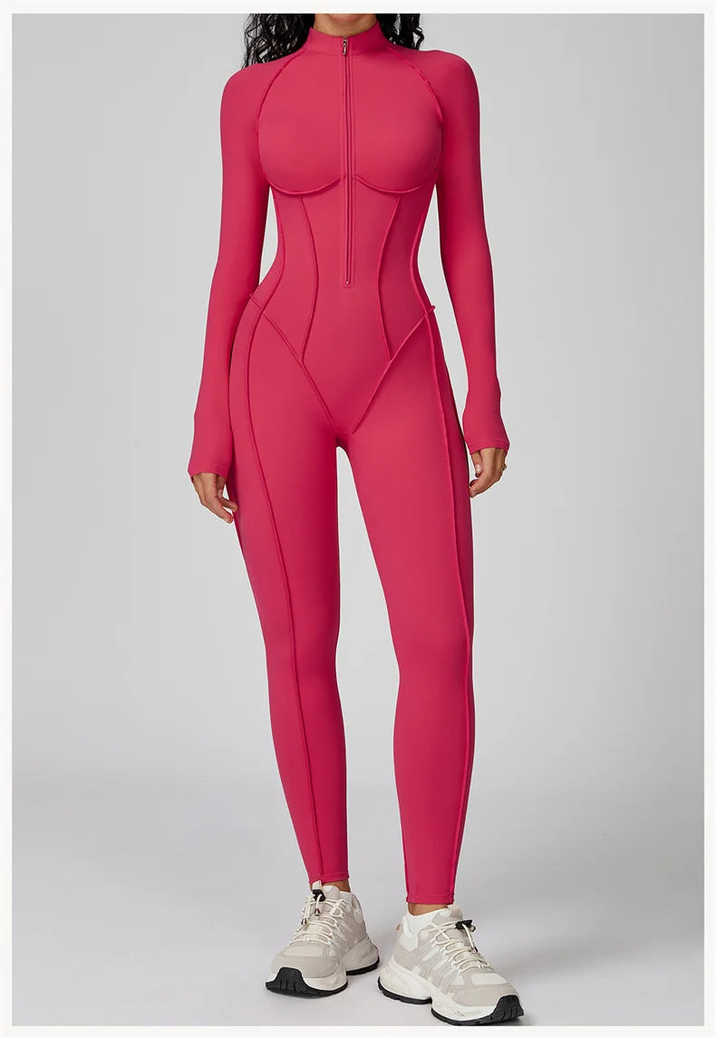 Tuta Sportiva Donna Intera con Zip – Body Fitness per Palestra e Yoga