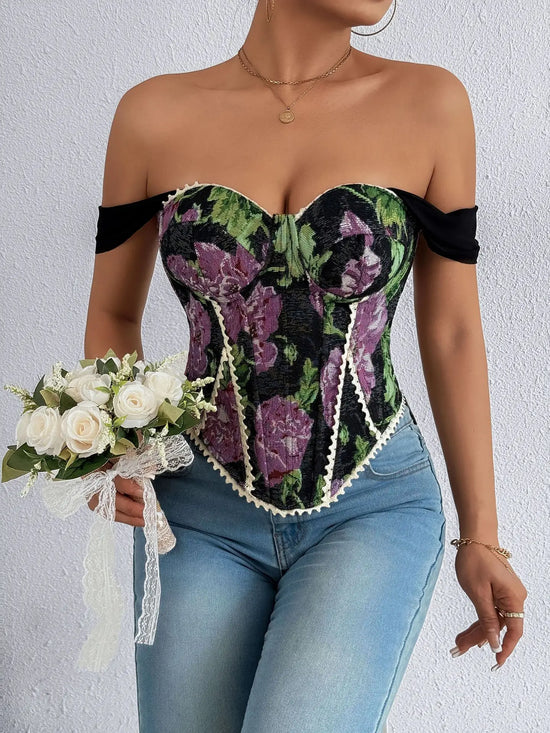 Top Donna in Pizzo Ricamato – Corsetto Elegante e Sexy