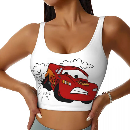 Maglia cars SaettaMcQueen Donna | Cartoon Fitness Crop Top Cars