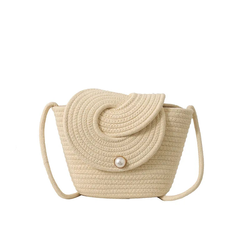Borsa a Tracolla Estiva Donna in paglia Intrecciato Stile Vacanza