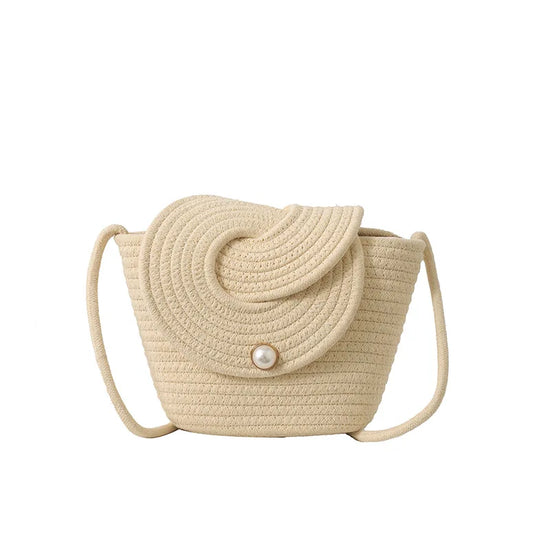 Borsa a Tracolla Estiva Donna in paglia Intrecciato Stile Vacanza