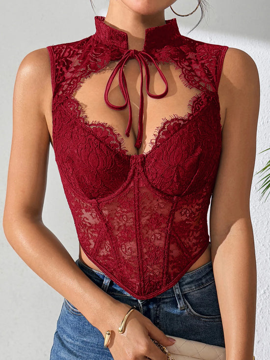 Top Corsetto in Pizzo Donna – Canotta Sexy Aderente