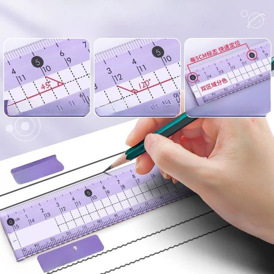 Ruler 8-piece Set Student-specific Compass Measuring Angle Ruler Triangle Ruler Ruler  Full Set of Ruler Stationery Gift Package