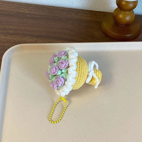 Portachiavi handmade a mini bouquet di fiori all’uncinetto – regalo dolce e artigianale