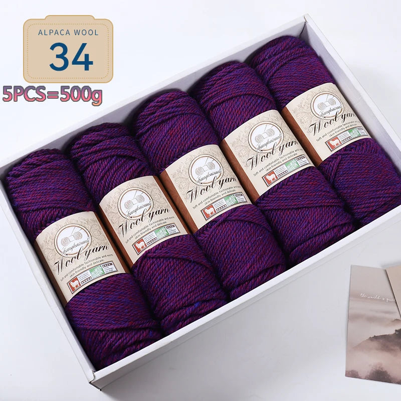 Set 5 gomitoli filato spesso alpaca 500 g – yarn grosso per maglioni, cappotti e crafting inverno
