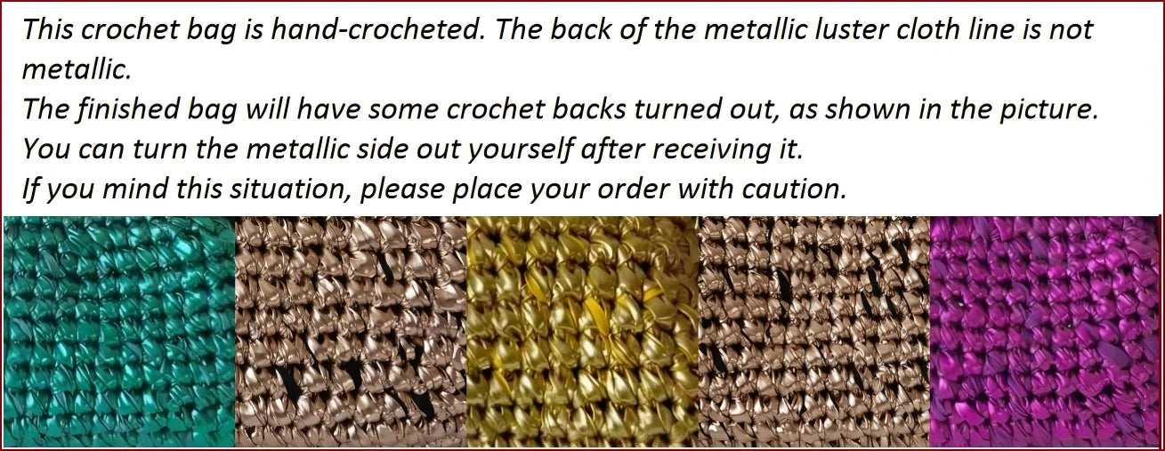 Clutch donna fatta a mano in crochet metallico – pochette elegante in filo metalizzato