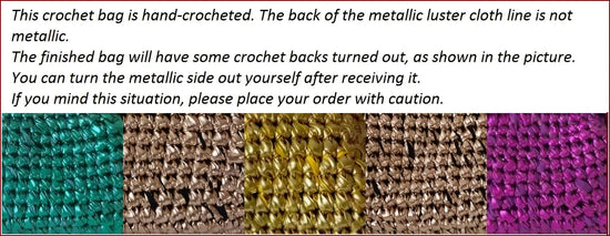 Clutch donna fatta a mano in crochet metallico – pochette elegante in filo metalizzato