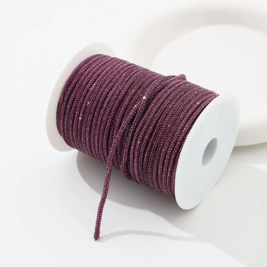 Corda in Cotone con Strass in Vetro 4 mm – 5 Metri Applicabile con Ferro o Cucitura per Abiti, Borse e Scarpe
