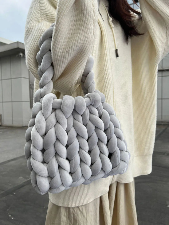 Borsa uncinetto in velluto intrecciato a mano – handbag artigianale unisex disponibile in più colori e dimensioni