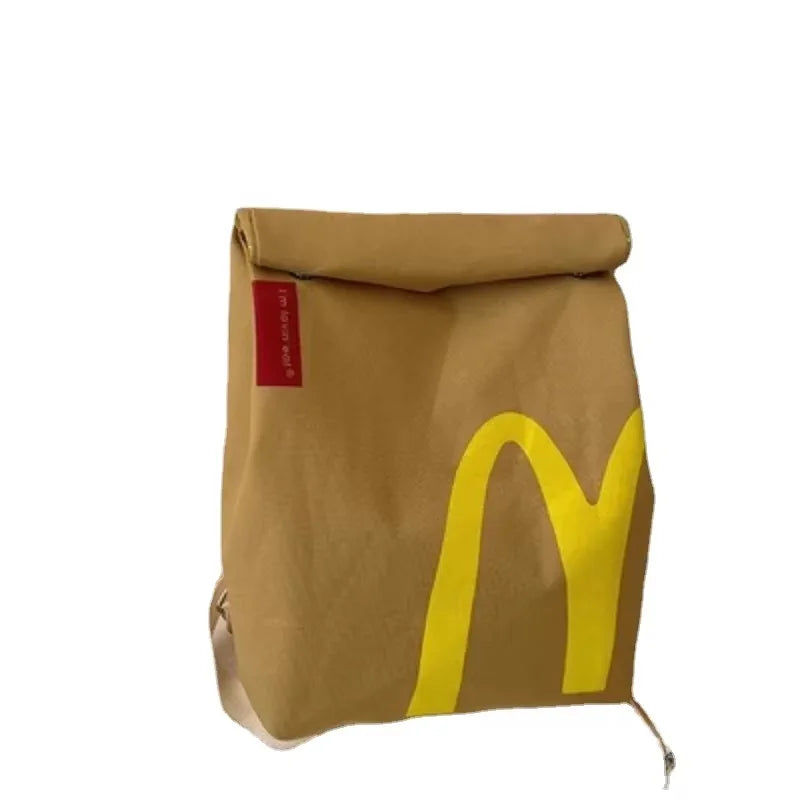 Zaino roll-top stile McDonald’s unisex – backpack casual per scuola e tempo libero, capiente e leggero