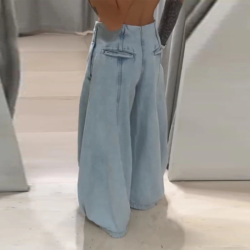 Jeans patchwork vita bassa donna – pantaloni larghi Y2K stile street fashion 2025