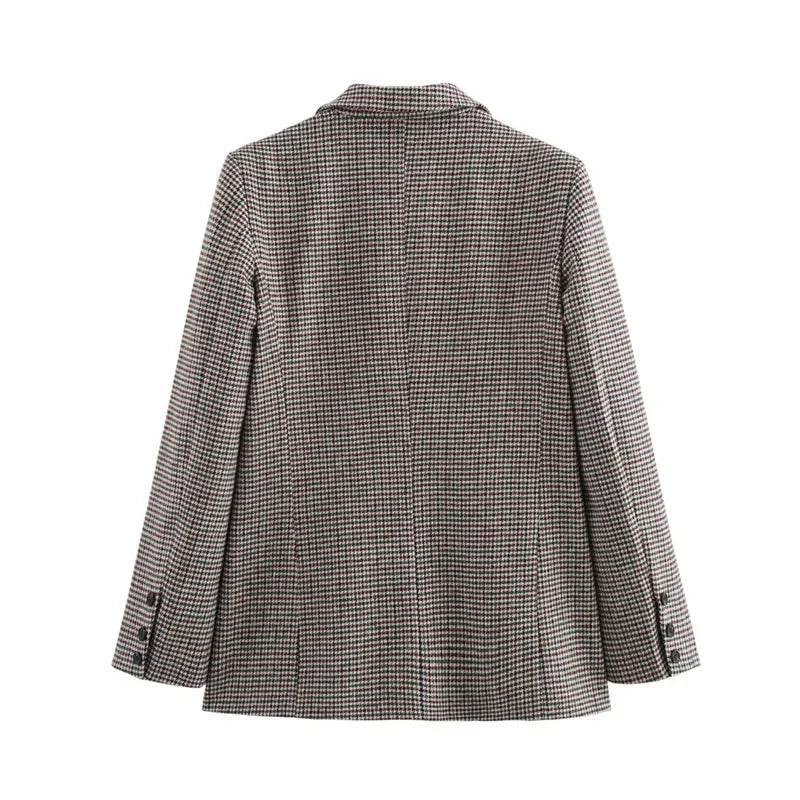 Completo donna giacca e shorts a quadri con cintura
