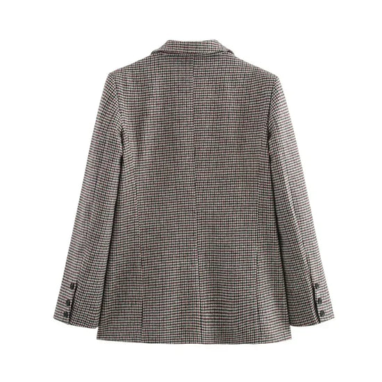 Completo donna giacca e shorts a quadri con cintura