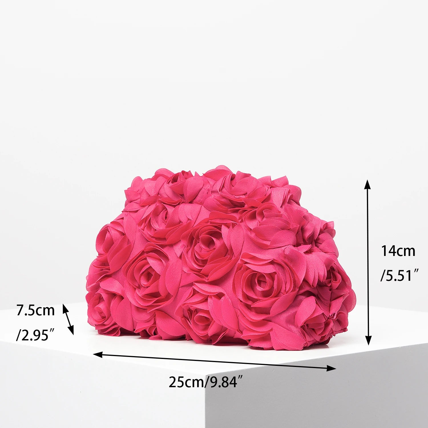 Clutch elegante rosa per donna – borsa clutch da cerimonia/partecipazione con rose, regalo perfetto per festa & cena