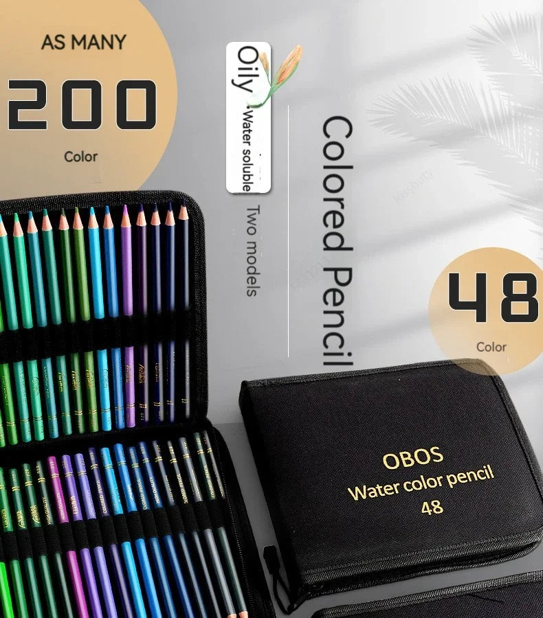 Set Matite Colorate 48/72/120/200 Colori – Oil e Acquerellabili per Disegno