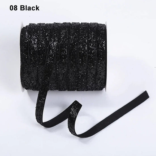 Nastro velluto glitter 10 mm – 50 metri multicolore per decorazioni, fai-da-te, confezioni regalo e artigianato