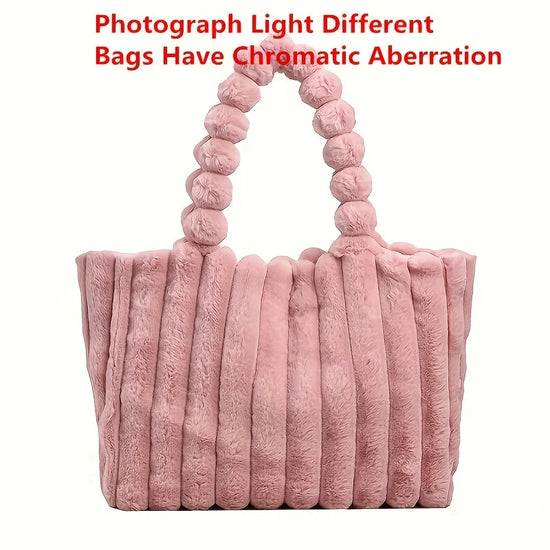 Tote bag rigata in faux fur – Borsa soffice a spalla a righe