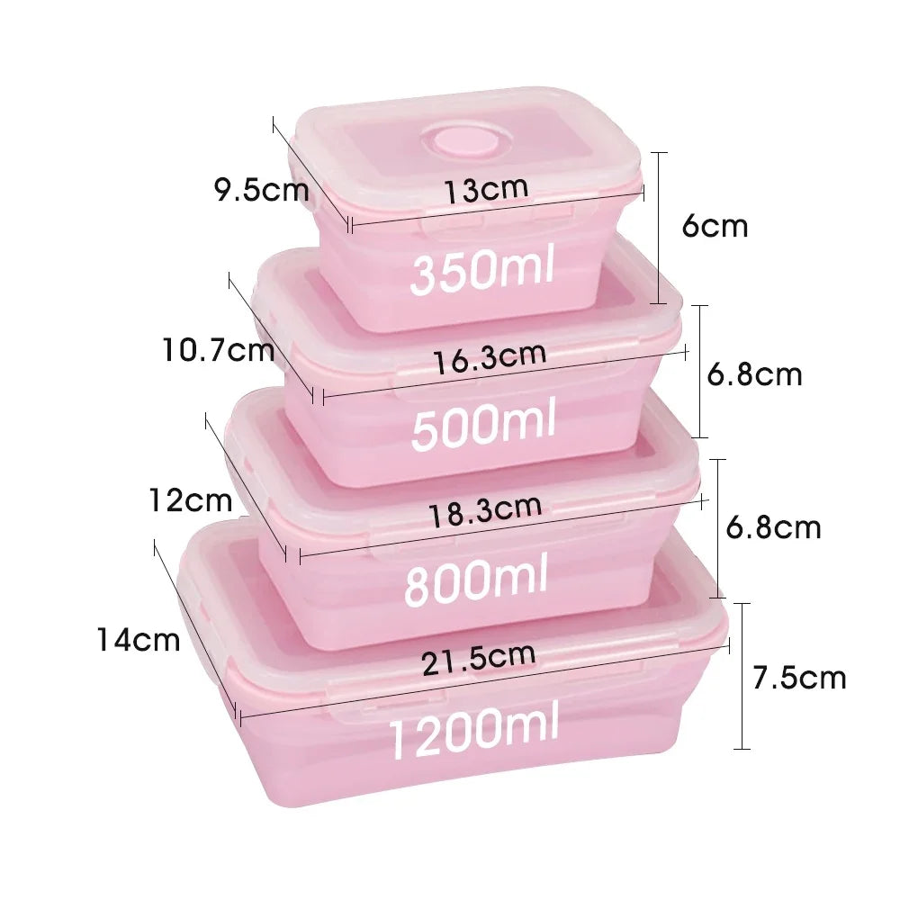 Contenitori Alimentari Pieghevoli 4 Pezzi – Set Salvaspazio in Silicone