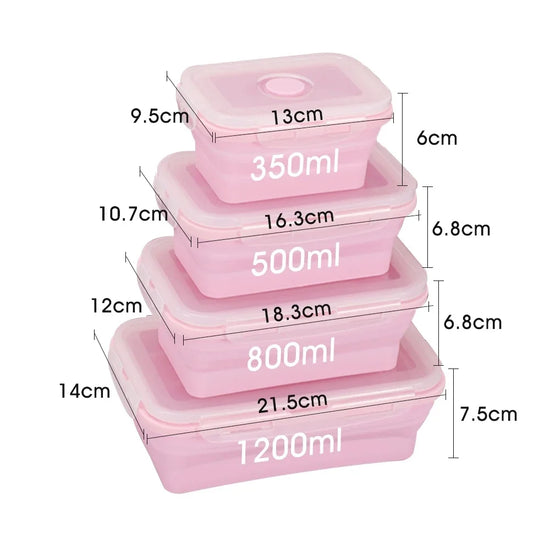 Contenitori Alimentari Pieghevoli 4 Pezzi – Set Salvaspazio in Silicone