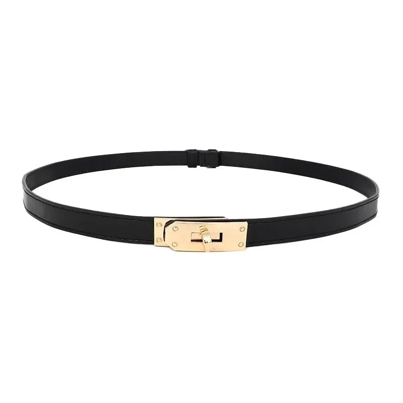 Cintura sottile donna in ecopelle con fibbia in metallo – Skinny waist belt regolabile elegante