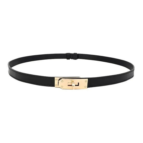 Cintura sottile donna in ecopelle con fibbia in metallo – Skinny waist belt regolabile elegante