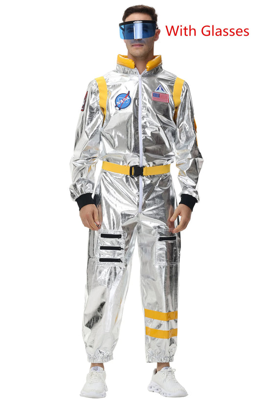 Costume Astronauta Argento per Adulti – Tuta Spaziale Cosplay per Carnevale e Halloween
