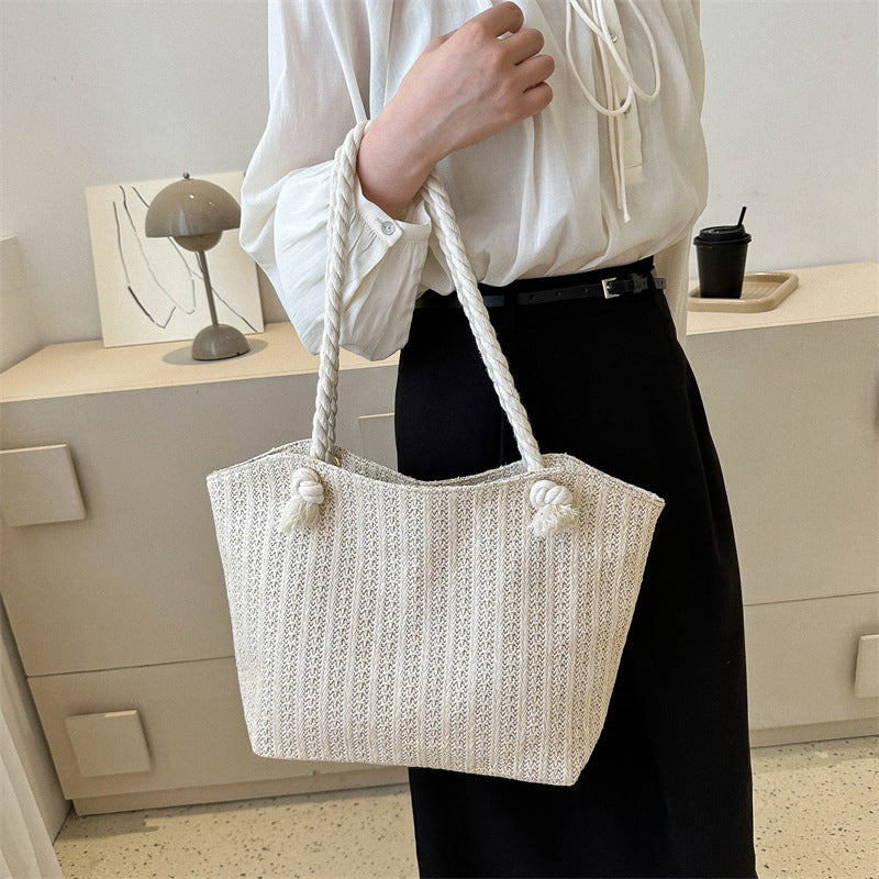 Borsa a Spalla Estiva in Paglia Intrecciata per Donna – Stile Boho Chic, Grande Capacità, Perfetta per Spiaggia e Vacanze