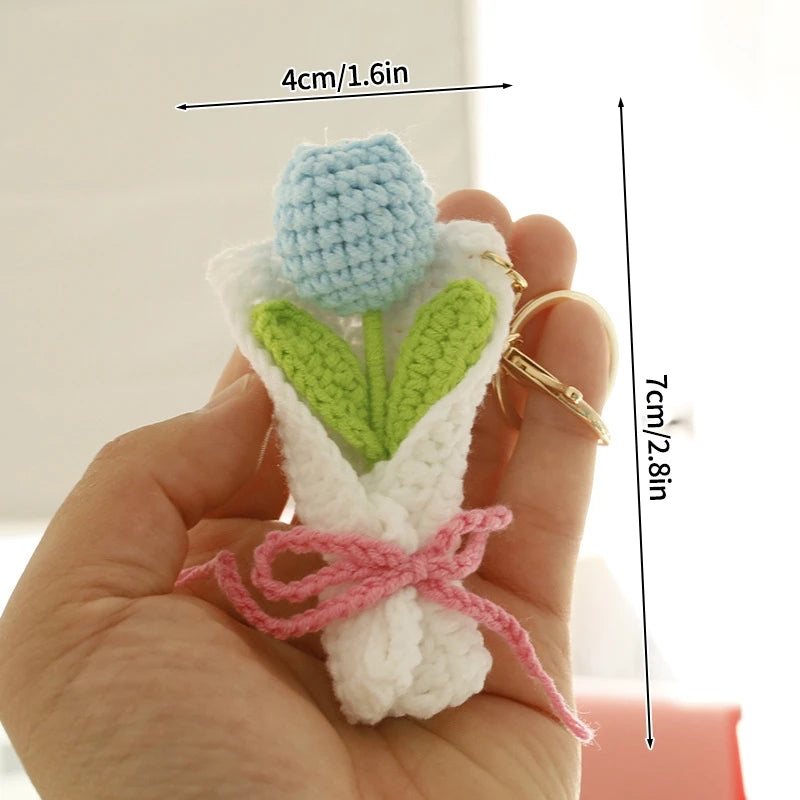 Portachiavi fiore all’uncinetto artigianale – charm amigurumi handmade per borse e chiavi
