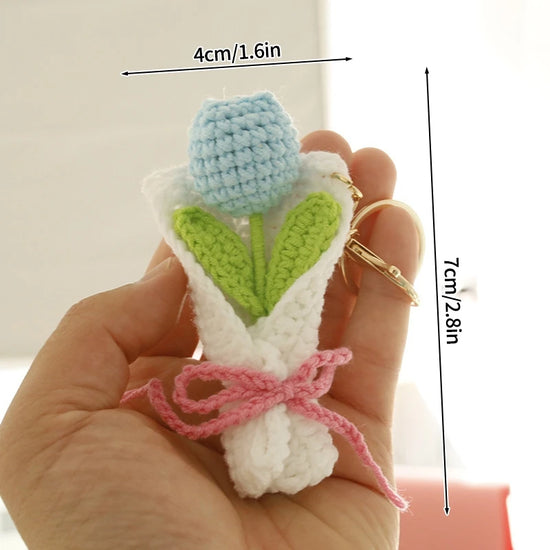 Portachiavi fiore all’uncinetto artigianale – charm amigurumi handmade per borse e chiavi