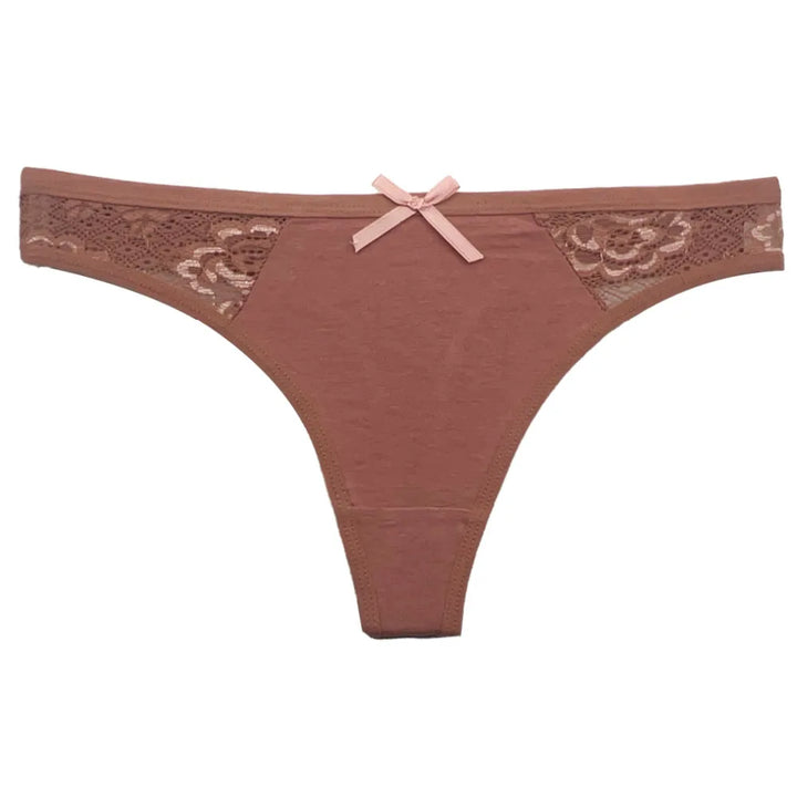 Set 5 pezzi perizomi donna in cotone – G-string vita bassa low-rise in colori solidi, lingerie comoda quotidiana