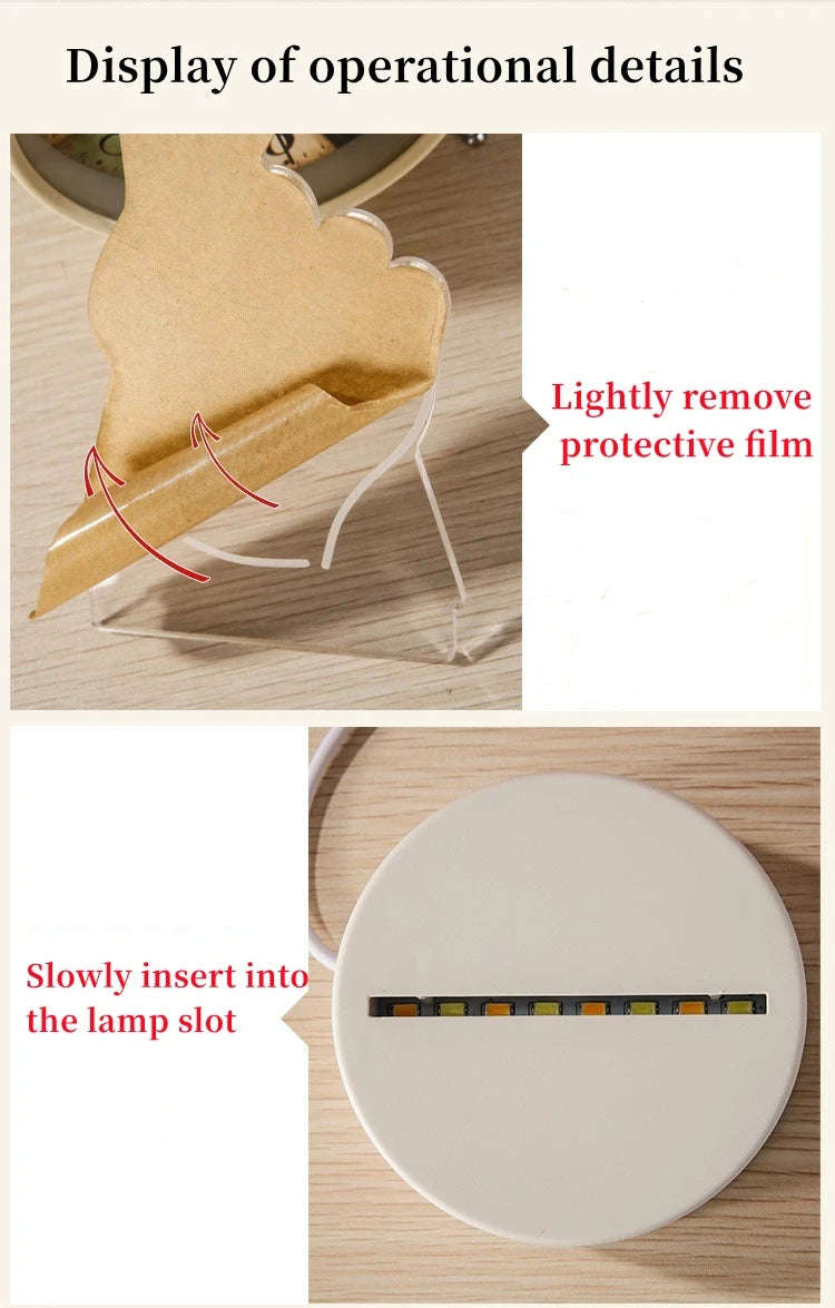 Lampada 3D orso acrilico USB LED – night light decorativa “Bear” per camera da letto, regalo compleanno o matrimonio