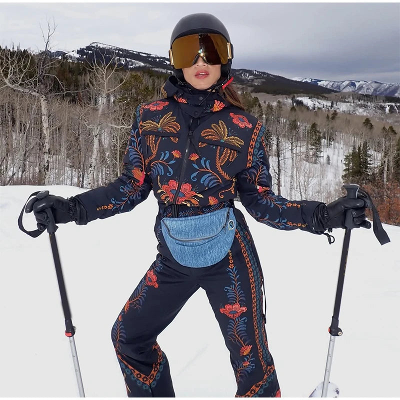 Tuta da neve donna con cappuccio, bianca o fantasia