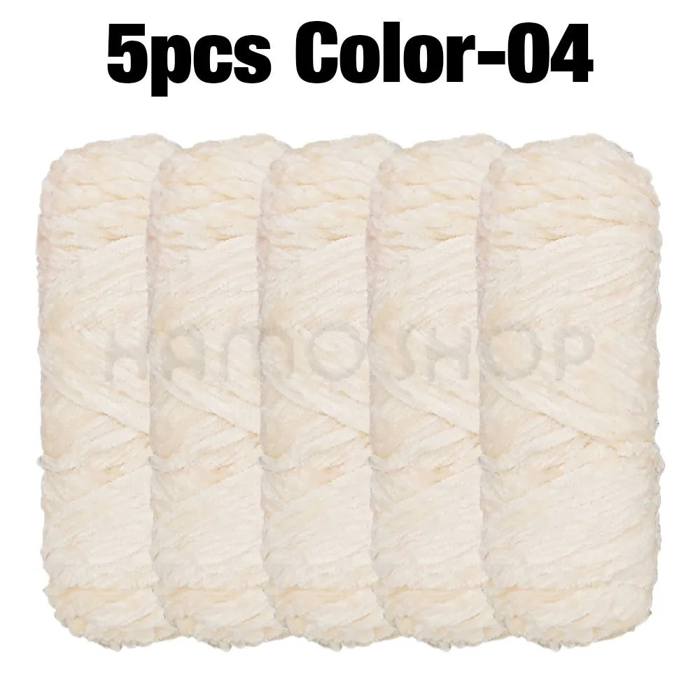 Set 5 rotoli filato ciniglia velluto 100 g – filo morbido e caldo per coperta, maglione, cuscini, DIY