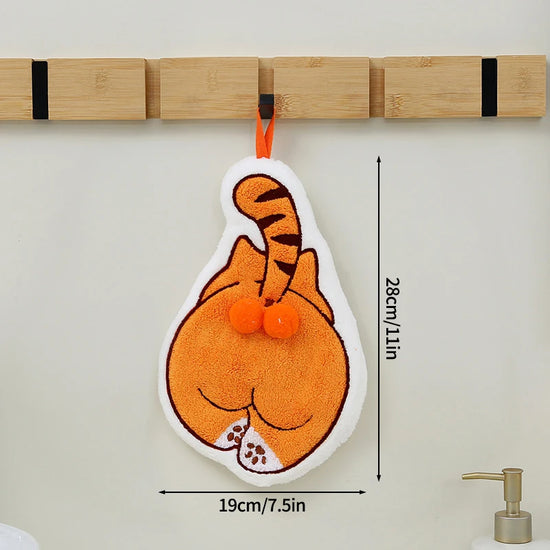 Cartoon Animals Hand Towel Absorbent Hand Cloth Bathroom Hanging Towel Kitchen Cleaning Wipe Cloth Cute Cat Bathroom Towels