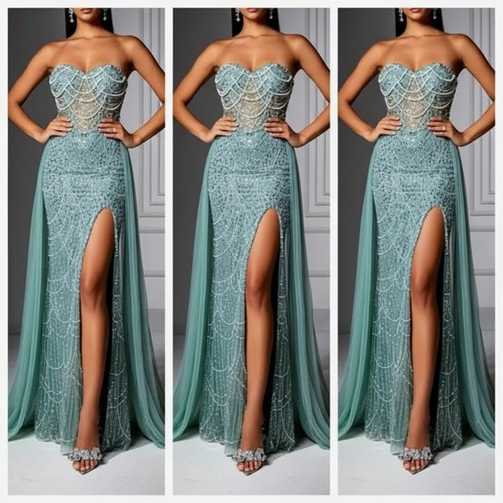 Abito Lungo Elegante con Spacco Alto – Vestito da Cerimonia e Gala