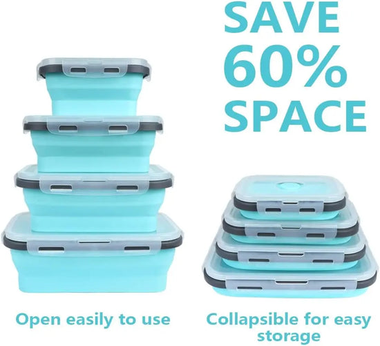 Contenitori Alimentari Pieghevoli 4 Pezzi – Set Salvaspazio in Silicone