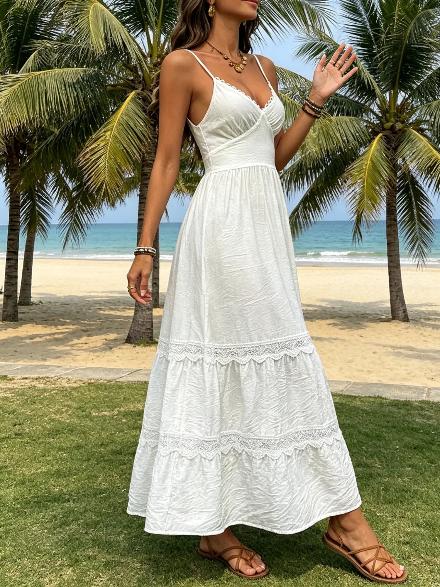 Abito Bianco Donna con Spalline Sottili – Vestito Estivo Romantico