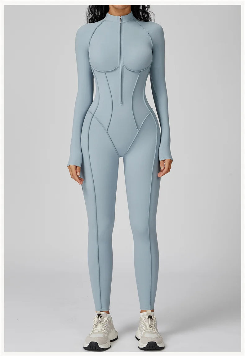 Tuta Sportiva Donna Intera con Zip – Body Fitness per Palestra e Yoga