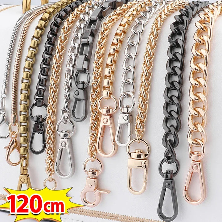 Catena 120 cm in Alluminio/Metallo per Borsa – Tracolla Fai-da-Te Staccabile per Borse Intrecciate, Accessori