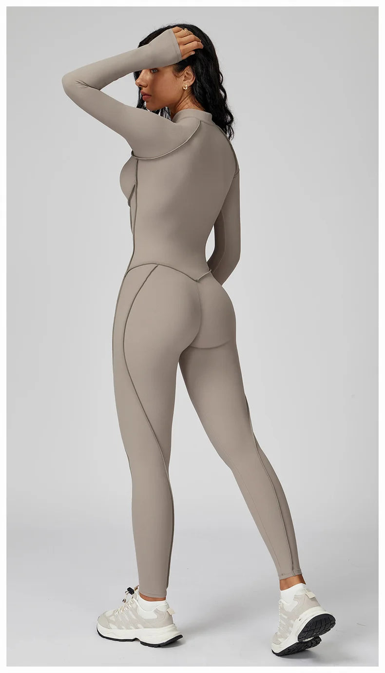 Tuta Sportiva Donna Intera con Zip – Body Fitness per Palestra e Yoga